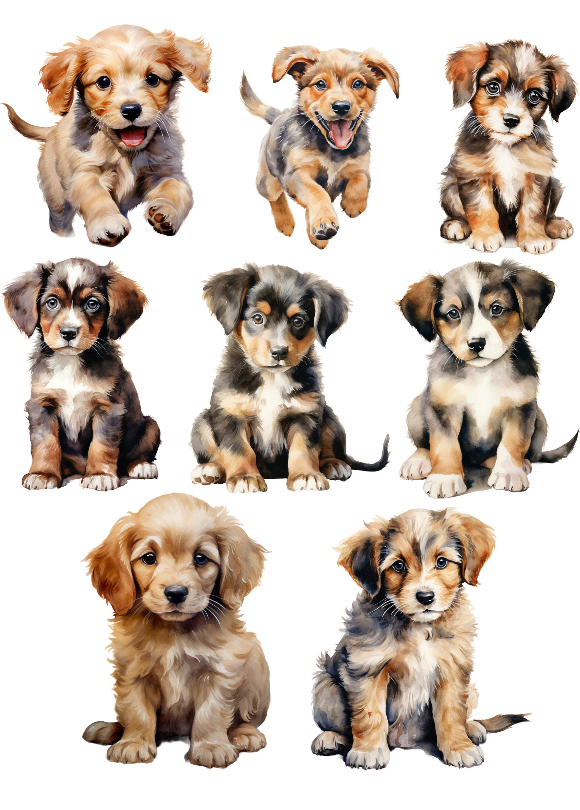 Watercolor Cute Little Puppy, Dog Clipart Png, Puppy Set - Etsy
