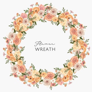 watercolor clipart floral wreath for invitations, png wreath, autumn wreath