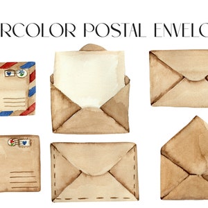 Clipart. Watercolor envelopes for letters. Digital Clipart PNG