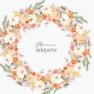 watercolor floral clipart wreath for invitations, png wreath, autumn