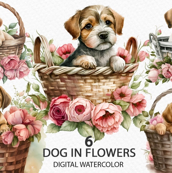 Dog flower cheap girl basket