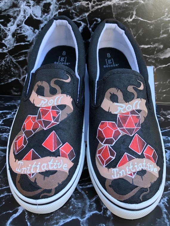 Roll Initiative Custom Painted Role Playing Shoes EXAMPLE 