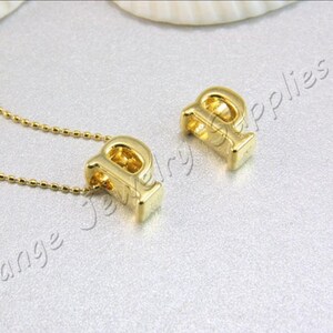 Gold Plated P Initial Charm, 8mm Metal Lowercase Letter Charm, Alphabet Pendants 5 pcs / GPL-4P