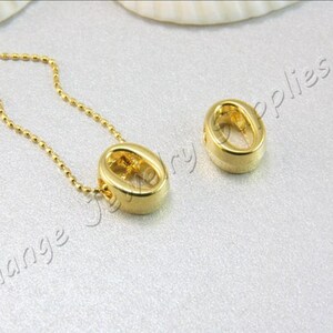 Gold Plated O Initial Charm, 8mm Metal Lowercase Letter Charm, Alphabet Pendants 5 pcs / GPL-4O