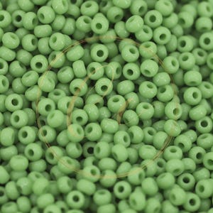 June Bud Green Seed Beads, 8/0 (3mm) Czech Seed Beads 25 grams / GSB8-M89