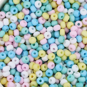Pastel Mix Colorful Premium Glass Seed Beads, 6/0 (4mm) Indian Seed Beads 25 grams / GSBA6-02
