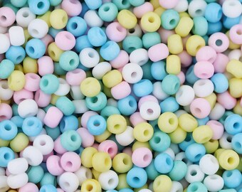 Pastell Mix Bunte Premium Glas Rocailles, 6/0 (4mm) Indische Rocailles 25 Gramm / GSBA6-02