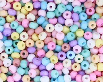 Pastell Mix Bunte Premium Glas Rocailles, 6/0 (4mm) Indische Rocailles 25 Gramm / GSBA6-01