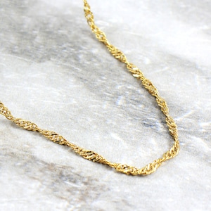 Finished Necklace Chain, Gold Plated Brass 3mm Singapore Chain 14&quot; 16&quot; 18&quot; 20&quot; 24&quot; 30&quot; 34&quot; / CHNF-G32