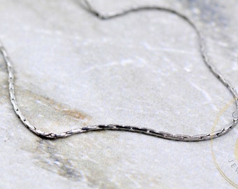 Finished Necklace Chain, Rhodium Plated 1mm Snake Chain 14" 16" 18" 20" 24" 30" 34" / CHNF-R05