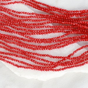 2,5 mm gefacetteerde rode koraal ronde kralen, 1 streng 16&quot; inch / CRL-R06