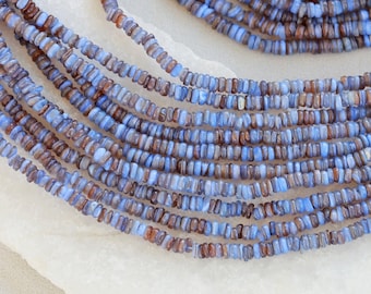 4mm Blue Heishi Shell Beads, Mini Disc Rondelle Shell Beads / SHS4-11