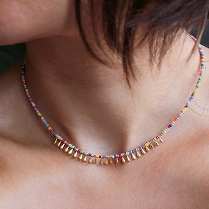 Zierliche Rocailles Perlenkette, Gold Choker / Choker Halsband / Bitte erfragen Sie Grosshandelspreise / SBN-20