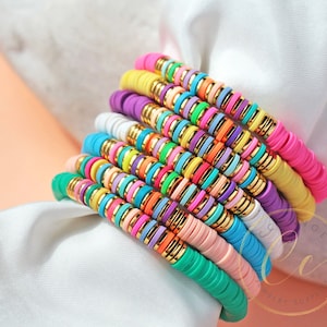 Gold Accent Heishi Bracelet, Bohemian Stacking Bracelets / Please ask for wholesale prices / HBB623