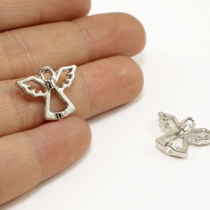 14mm Engel Charms, rhodinierte Metall Charms 5 Stück / GPY-216b