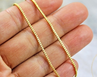 Cadena de caja chapada en oro, cadena de caja de joyería de metal de hierro soldado de 1,2 mm 1 metro / CHN-G09