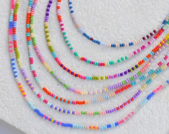 Dainty Colorful Seed Bead Choker, Minimalist Beaded Necklace, Dainty Seed Bead Necklace / Please ask for wholesale prices