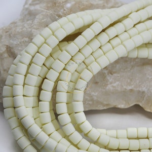 6mm Cream Barrel Polymer Clay Heishi Beads 1 Strand / FC6-15