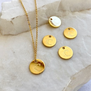 2 pcs Gold Plated Initial Pendants, 10mm Round Brass Letter C Charm / GPL-7C