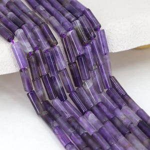 Amethyst Cylinder Tube Beads, 13x4mm Gemstone Column Bead / NST-30