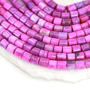 6mm Dyed Pink Purple Agate Stone Barrel Beads, 1 Full Strand / NSB6-24