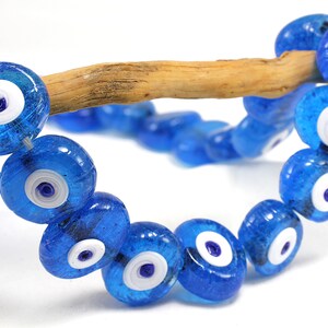 25mm Blue Evil Eye Bead, Handmade Lampwork Glass Evil Eye Bead 5 pcs / GBLE-09
