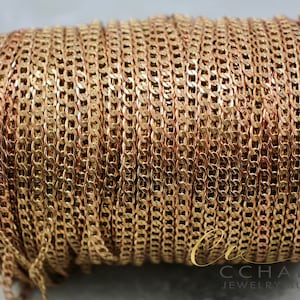 Raw Brass Curb Chain, 3mm Soldered Jewelry Chain, 0.5mm Thick Chain 1 Meter / CHN-B01