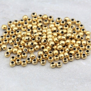 3mm Gold Plated Ball Spacer Bead, Plastic Mini Round Beads 50 pcs / GPS-001