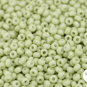 Pastel Olive Green Seed Beads, 8/0 (3mm) Czech Seed Beads 25 grams / GSB8-M88