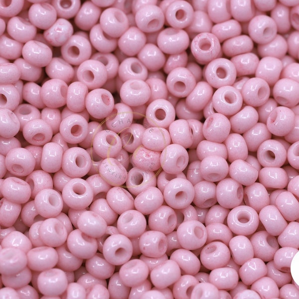 Cherry Blossom Pink Seed Beads, 8/0 (3mm) Czech Seed Beads 25 grams / GSB8-M48