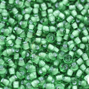 Transparent Light Green Seed Beads, 8/0 (3mm) Czech Seed Beads 25 grams / GSB8-M64