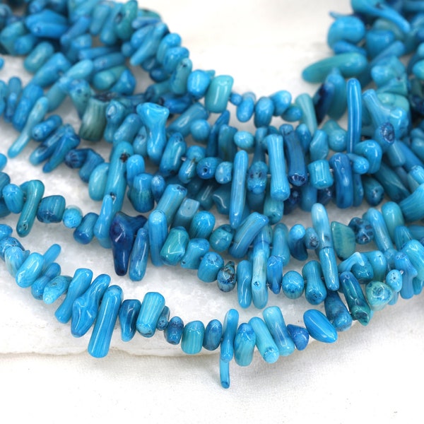 Blue Spike Coral Beads, Irregular Shape Dyed Coral Beads, 1 Strand 180 pcs