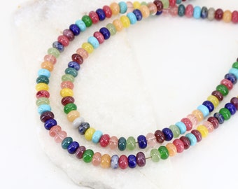 5 x 8 mm Rondelle Jade Multicolore Pierres Précieuses / RNS5-55