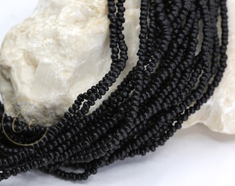 3mm Natural Coconut Beads, Dyed Black Coconut Heishi Rondelle Wood Beads 1 Strand