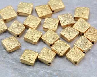 Gold Plated Diamond Charm, 9mm Metal Diamond Bead 10 pcs / GPY-153