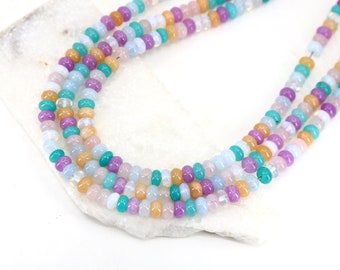 5 x 8 mm Rondelle Perles de jade multicolores mélangées avec pierres précieuses / RNS5-57