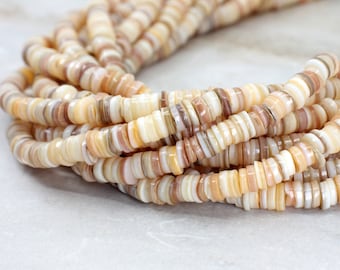 Natural Shell Beige Heishi Disc Beads, 1 Strand 16" inches (6-7mm) / SHS6-06