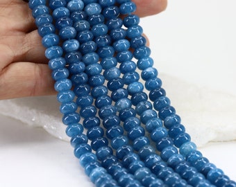 5x8mm Rondelle Dark Blue Jade Beads / RNS5-19