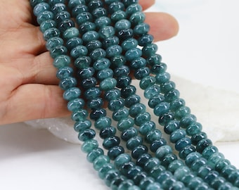 5x8mm Rondelle Petrol Green Jade Beads, 1 Full Strand Heishi Colored Jade Beads / RNS5-21