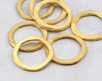 24mm Gold Plated Circle Charm, Metal Big Ring Circle Connector Charm 5 pcs / GPS-045