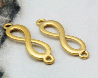 AC-539-MG  2 Pcs Mini Infinity Connector Matte Gold Plated over Brass  12mm x 5.5mm Infinity Love Pendant