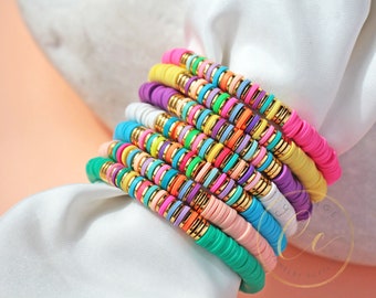 Gold Accent Heishi Bracelet, Bohemian Stacking Bracelets / Please ask for wholesale prices / HBB623