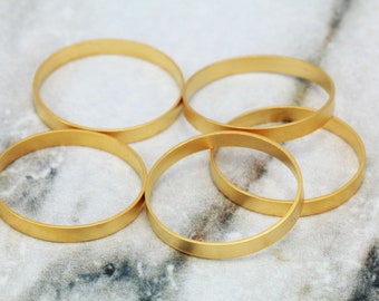 Gold Plated Circle Charm, 17mm Brass Ring Circle Connector Charm 5 pcs / GPY-260