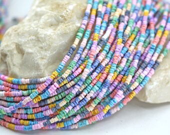 3mm Soft Multicolour Matte Shell Heishi Disc Beads | SHM3-02