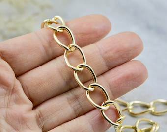 Aluminum Curb Chain, Gold Colour 13mm x 9mm Jewelry Chain 1 Meter (3.28 feet) / CHN-A01