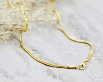 Finished Necklace Chain, Gold Plated Iron Metal 1.6mm Foxtail Chain 14" 16" 18" 20" 24" 30" 34" / CHNF-G10
