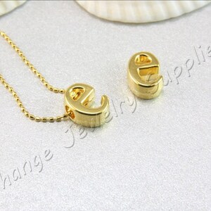 Gold Plated Initial E Charm, 8mm Metal Lowercase Letter Charm, Alphabet Pendants 5 pcs / GPL-4E