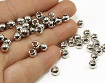 4mm Metal Ball Sphere Spacer Bead 25 pcs GPY-374 Gold Plated Round Bead