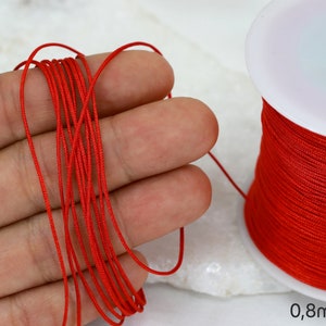 0.8mm Red Braided Nylon Knotting DIY Macrame Cord - 1 Roll 100 Meters / KMC-812