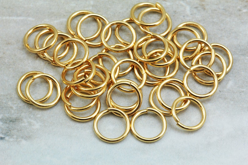 10mm Brass Jump Ring 1.2mm Thickness 50 pcs JRT-G10 Gold Plated Thick Jump Rings
